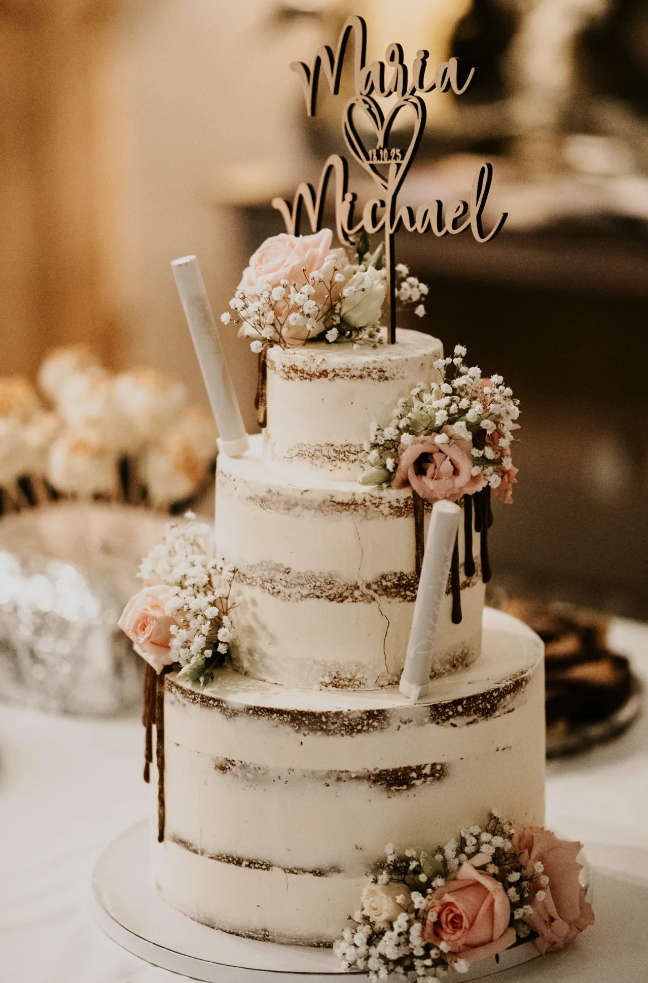 Hochzeitstorte mit Namenszug Maria und Michael